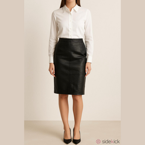 Vintage limited express genuine leather mini pencil skirt black size 9